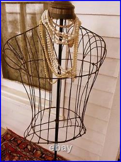 Antique Edwardian MANNEQUIN Dress Form Store Display Caged Wire With Bustle