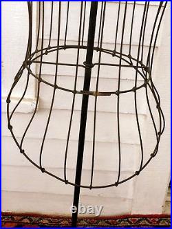 Antique Edwardian MANNEQUIN Dress Form Store Display Caged Wire With Bustle