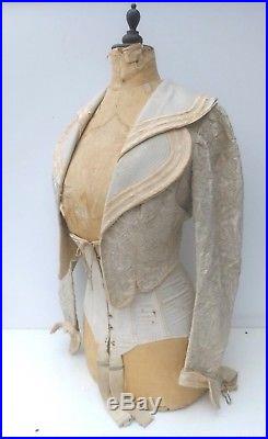 Antique French mannequin wasp waist dressform with antique corset and jacket