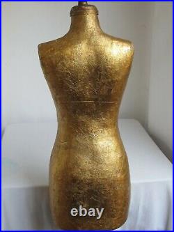 Antique Gold Paper Mache Dress Form Iron Base Used at Robinson's Dept. Store