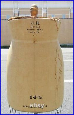 Antique J. R. Bauman dress form on iron stand