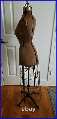 Antique Mannequin Vintage Dress Form Victorian Adjustable Cast Iron Base 1908