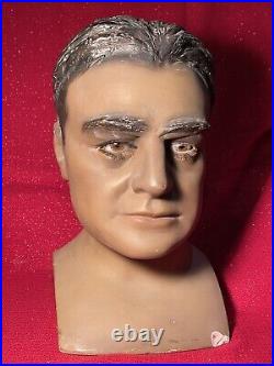 Antique Mid Century Department Store Mannequin Terra Cotta Head With Glass Eyes
