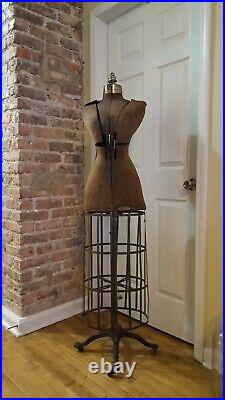 Antique Pat 1908 Vintage Dress Form Victorian Adjustable Cast Iron Base