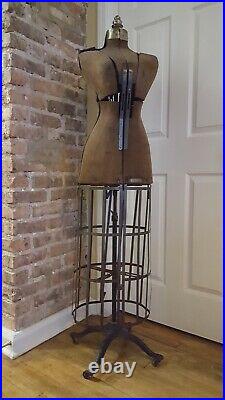 Antique Pat 1908 Vintage Dress Form Victorian Adjustable Cast Iron Base