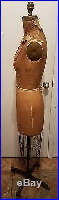Antique S. M. Benjamin Dress Form Mannequin Size 12 Model 1948 With Cast Iron Stand