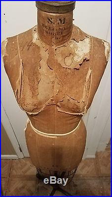 Antique S. M. Benjamin Dress Form Mannequin Size 12 Model 1948 With Cast Iron Stand