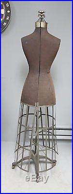 Antique Victorian Cast Iron Dress Form Adjustable with Cage 1908