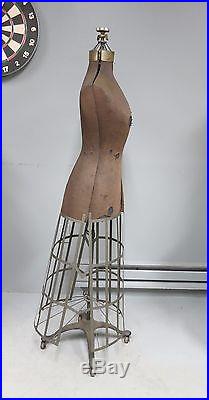 Antique Victorian Cast Iron Dress Form Adjustable with Cage 1908