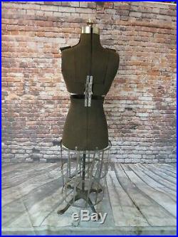 Antique/Vintage Mannequin Dress Form w Cast Iron & Cage Bottom Steampunk Display
