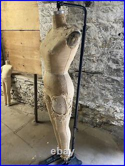 Antique WOLF Industrial Full body dress form With Stand Union Made Mannequin