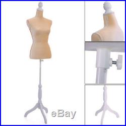 Beige Female Mannequin Torso Dress Form Clothing Display Tripod Stand