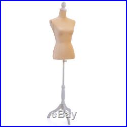 Beige Female Mannequin Torso Dress Form Clothing Display Tripod Stand