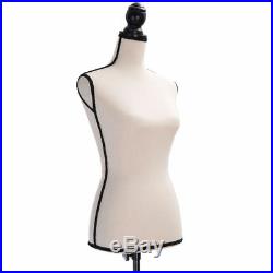 Beige Female Mannequin Torso Dress Form Clothing Display WithBlack Tripod Stand