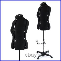 Black Dress Form Adjustable Mannequin for Sewing, Female Size 12-18 Pinnable
