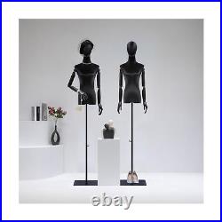 Black Female Dress Form Mannequin Torso Body with Solid Wood Arm and Metal Sq