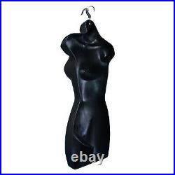 Black Female Mannequin Hip Long Hollow Back Body Torso Dress Form & Hanging H