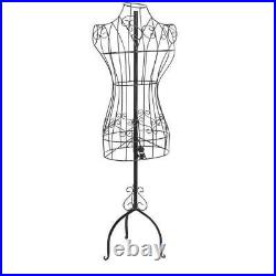 Black Metal Adjustable Height Wire Frame Dress Form Display Stand Mannequins