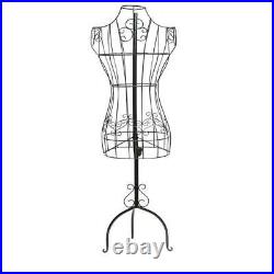 Black Metal Adjustable Height Wire Frame Dress Form Display Stand Mannequins