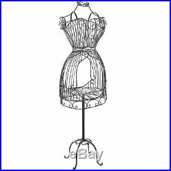 Black Metal Adjustable Wire Frame Dress Form / Dressmaker's Mannequin Stand