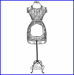 Black Metal Adjustable Wire Frame Dress Form / Dressmaker's Mannequin Stand