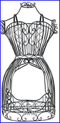 Black Metal Adjustable Wire Frame Dress Form Stand, Mannequin Garment Rack