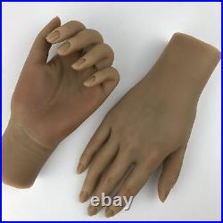 Brown Lifesize Silicone Hand Mannequin Female Model Nail Practice Jewel Display