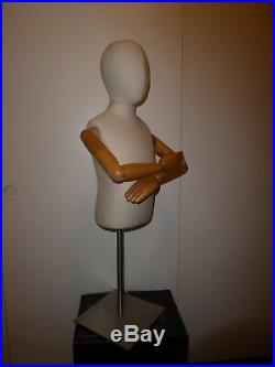 Child Mannequin Torso & Head with Posable Arms and Adjustable Height