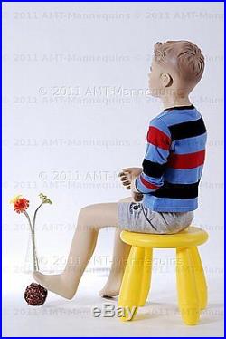 Child mannequin, manequin, display fullbody sitting boy manikin- Don+1Pedestal