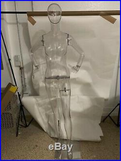 Clear Acrylic Transparent Egghead Female Mannequin with metal base