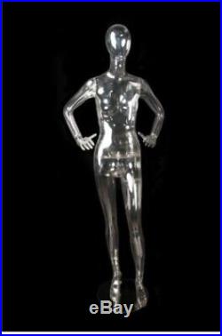 Clear Acrylic Transparent Egghead Female Mannequin with metal base