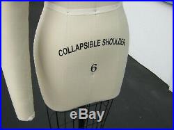 Collapsible Shoulder Female Professional Pro Working Dress Form Half Size 6 Whip