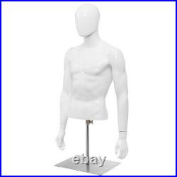 Costway Male Mannequin Realistic Plastic Half Body Head Turn Dress Display White