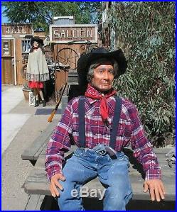 Cowboy Mannequin, Handmade Folk Art, Articulated Life Size Prop Dummy