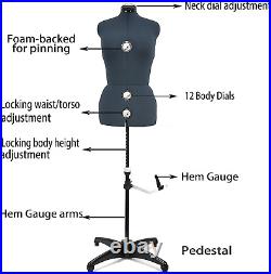 Dark-Gray 13 Dials Female Fabric Adjustable Mannequin Dress Form for Sewing, Man
