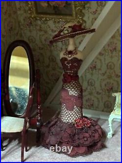 Dollhouse Miniature 112 Victorian artisan made Wedding Dress Form