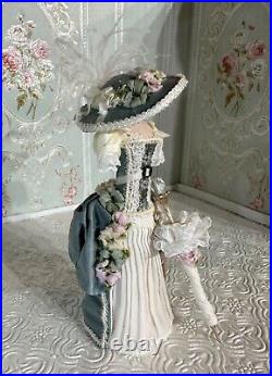 Dollhouse Miniature Victorian artisan made dress form mannequin with a hat