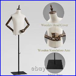 Dress Form Male Hei. Male Mannequin Torso with Metal Stand and Wooden Arms