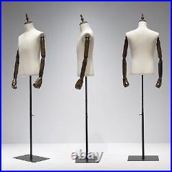 Dress Form Male Hei. Male Mannequin Torso with Metal Stand and Wooden Arms