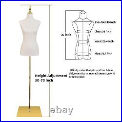 Dress Form Mannequin, 50-70 Height Adjustable Female Beige Leather Manikin