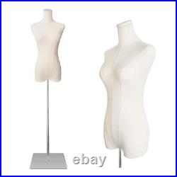 Dress Form Mannequin Body, 50-70Adjustable Height Female Beige Linen Fabric