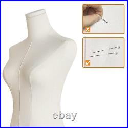 Dress Form Mannequin Body, 50-70Adjustable Height Female Beige Linen Fabric