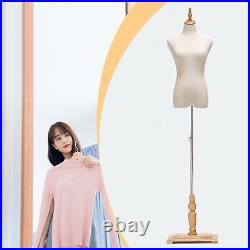 Dress Form Mannequin, Display Female Mannequin with Wooden Stand and Head, 51