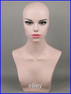FIBERGLASS Woman Mannequin White Female Fleshtone Head Face Bust Retail Display