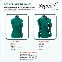 Female Adjustable Dress Form Sewing Fabric Mannequin Torso Medium Opal Green US