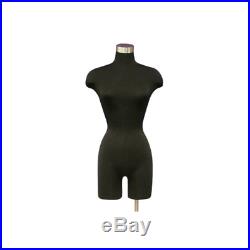 Female Adult Black Dress Form 3/4 Mannequin Torso Display with Round Metal Base