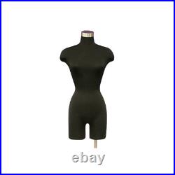 Female Adult Black Dress Form Mannequin Torso Display with Round Metal Base