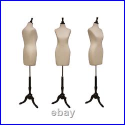 Female Adult Coat Form Mannequin Torso Pinnable Dress Form with Black Wood Base