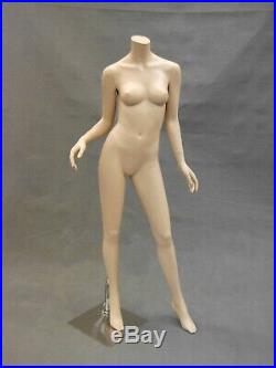 Female Adult Fleshtone Headless Fiberglass Full Body Mannequin with Metal Base
