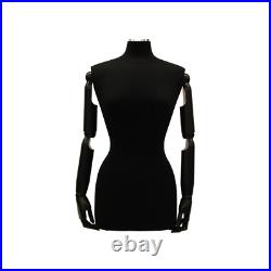 Female Black Pinnable Dress Form Mannequin Torso with Flexible Arms Size 6-8